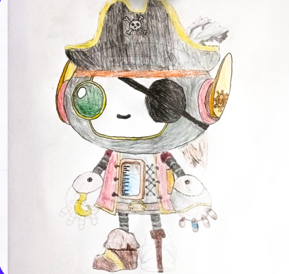 Desenho original do PirateBot feito pelo Eduardo